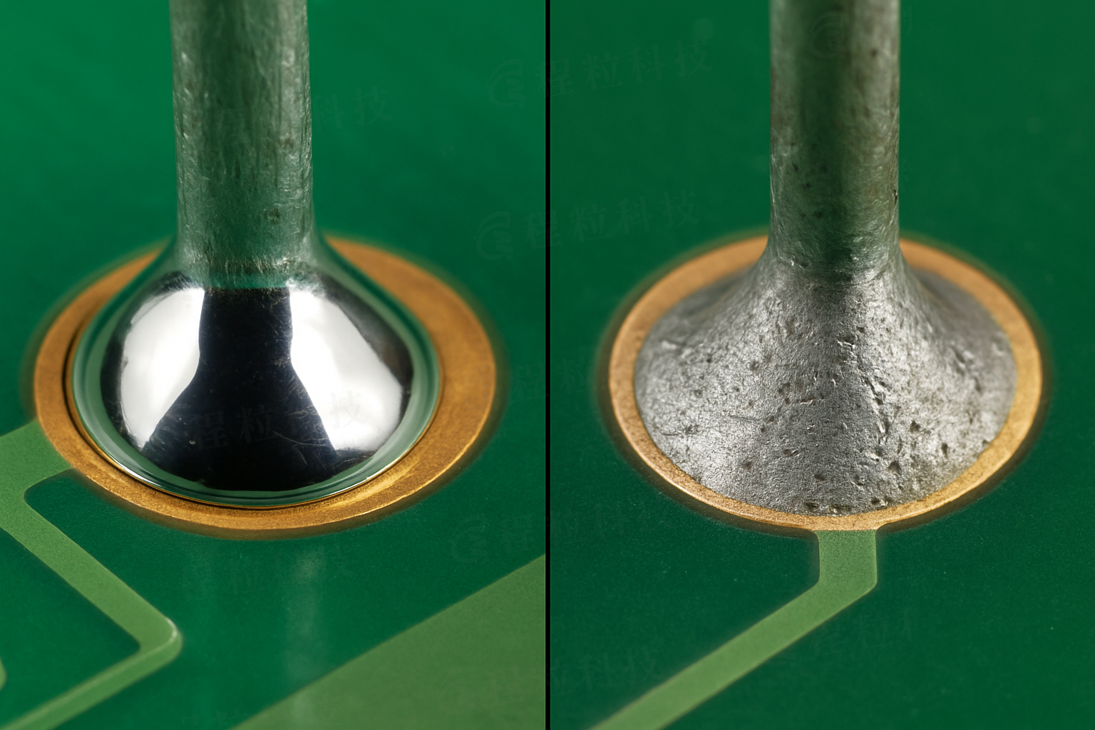 亮面圓滑焊點 vs 霧面冷焊