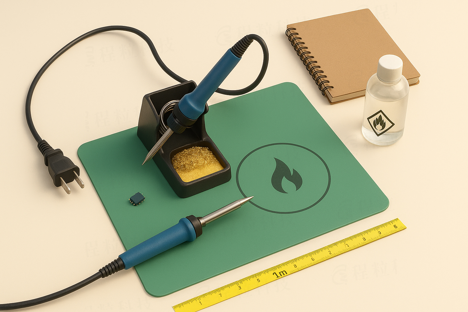 烙鐵座、耐熱墊、安全距離配置