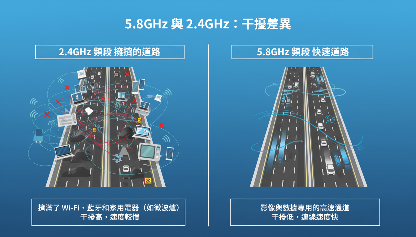 5.8GHz無線AP與2.4GHz干擾差異圖